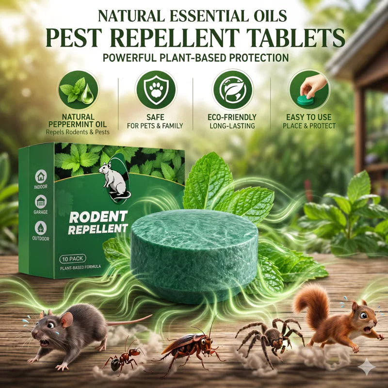 🦟50% OFF NOW!🔇 🟢 Natural Peppermint Rodent Repellent Tablets – 10 Pack