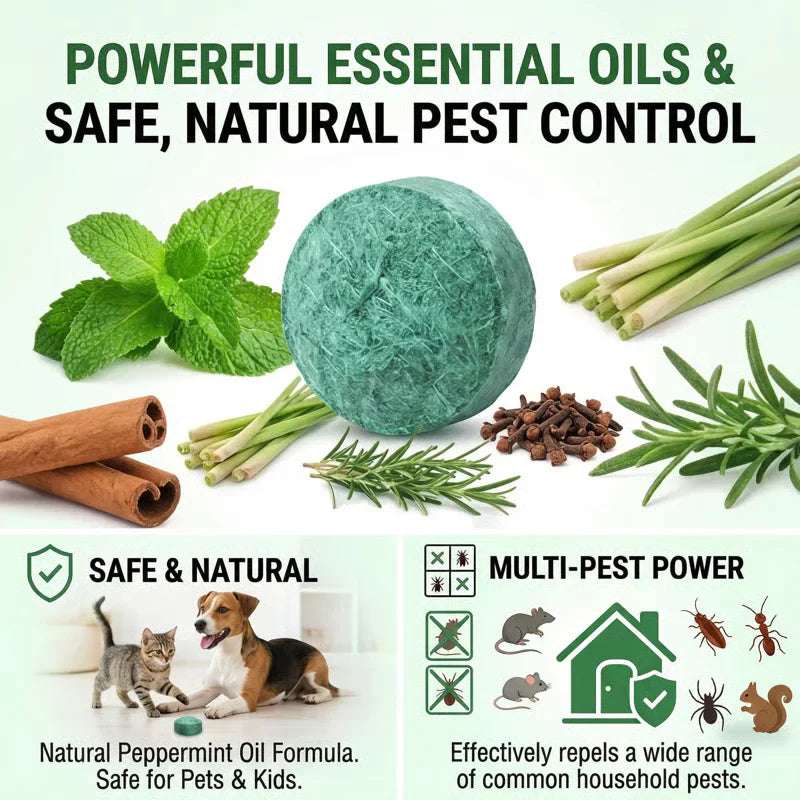 🦟50% OFF NOW!🔇 🟢 Natural Peppermint Rodent Repellent Tablets – 10 Pack