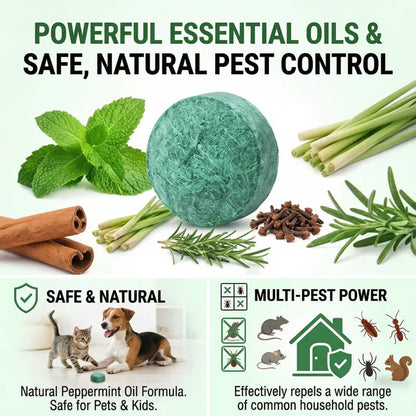 🦟50% OFF NOW!🔇 🟢 Natural Peppermint Rodent Repellent Tablets – 10 Pack